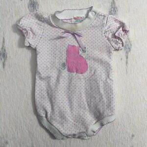 Vintage Health-Tex Baby Romper 6 Months Pink Kitten One Piece Made in USA